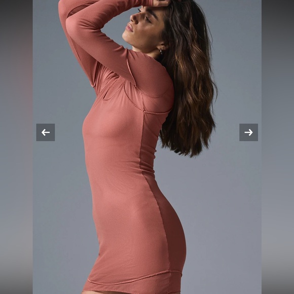 ALO Yoga Pink Mesh Bodycon Dress - Picture 3 of 6